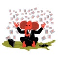 Red Elephant Republican meditates votes in USA map. Symbol of Un