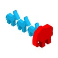 Red Elephants against blue donkey. Symbols of USA political part Royalty Free Stock Photo