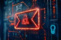 Red Email Envelope With Padlock Warning Sign Royalty Free Stock Photo