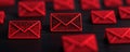 Red Email Icons Binary Code Digital Communication AI Data Technology Cybersecurity Network Internet Royalty Free Stock Photo