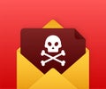 Red email virus. Computer screen. virus, piracy, hacking and security, protection. Vector stock illustration. Royalty Free Stock Photo