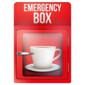 Red emergency box with cup of coffee Royalty Free Stock Photo