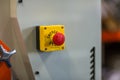 The red emergency button or stop button for Hand press. STOP Button for industrial machine, Emergency Stop for Safety. emergency P Royalty Free Stock Photo