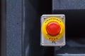 The red emergency button or stop button for Hand press. STOP Button for industrial machine Royalty Free Stock Photo