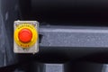 The red emergency button or stop button for Hand press. STOP Button for industrial machine Royalty Free Stock Photo