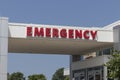 Red Emergency Entrance Sign for a Local Hospital