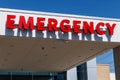 Red Emergency Entrance Sign for a Local Hospital I Royalty Free Stock Photo