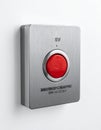 Red Emergency Push Button on a Brushed Metal Plate Royalty Free Stock Photo
