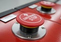 Red emergency stop button on control panel Royalty Free Stock Photo