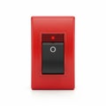 Red emergency stop button mounted on a white background for safety applications Royalty Free Stock Photo