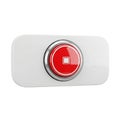 Red Emergency Stop Button with Square Symbol on White Rectangular Panel red button panic button Royalty Free Stock Photo