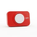 Red Emergency Stop Button with White Push Button and OF Label image photo Royalty Free Stock Photo
