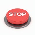 Red emergency stop button with the word \'STOP\' displayed in bold white letters. Royalty Free Stock Photo