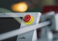 Red emergency stop switch reset button on machinery industry Royalty Free Stock Photo