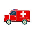 Red emergency Van flat design Royalty Free Stock Photo
