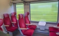 Red empty places in train