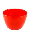 Red empty plastic bowl isolated