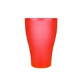 Red empty plastic cup white background isolated closeup, disposable blank glass for drink, beverage, cocktail, tableware design Royalty Free Stock Photo