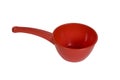 Red empty plastic scoop .