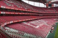 Red Empty Seating inside Da Luz Stadium in Lisbon, Portugal Royalty Free Stock Photo