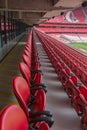 Red Empty Seating inside Da Luz Stadium in Lisbon, Portugal Royalty Free Stock Photo