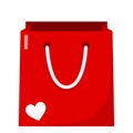 Red Empty Shopping Bag Flat Icon on White Royalty Free Stock Photo