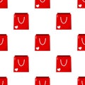 Red Empty Shopping Bag Seamless Pattern Royalty Free Stock Photo