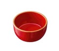 Red enamel ceramic baking bowl isolated on white Royalty Free Stock Photo