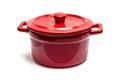 Red enamel pot Royalty Free Stock Photo