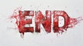 Red END Graffiti with Splatters on Textured Wall Royalty Free Stock Photo
