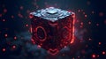 Red-Energy Cyber ??Data Cube Royalty Free Stock Photo