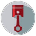 Red Engine Piston and Connecting Rod Flat Design Vector Icon Royalty Free Stock Photo