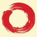 Red Enso Zen Japanese Circle Brush Sumi-e Vector Ink Illustration Design Logo Template Art