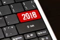 2018 on Red Enter Button on black keyboard Royalty Free Stock Photo
