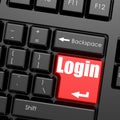 Red enter button on computer keyboard, Login word Royalty Free Stock Photo