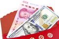 Red envelop:lucky money US dollar an China Yuan