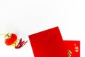 Red envelope and chinese lantern on an isolated white background Royalty Free Stock Photo