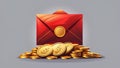 Red envelope with coins Royalty Free Stock Photo