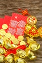 Red envelope and goldingots Yuan Bao for Chinese new