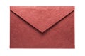 Red envelope made from natural fiber paper isolated on white background. Clipping path included. Royalty Free Stock Photo