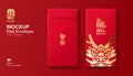 Red Envelope mock up, Ang pao Chinese new year, year of the dragon gold design