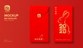 Red Envelope Mock up Ang pao rabbit new year 2023 design