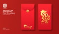 Red Envelope mock up, Ang pao year of the dragon 2024 design, Characters translation Dragon and Happy new year