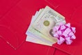 The Red envelope with money It is often popular in the Chinese New Year Royalty Free Stock Photo