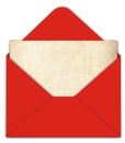 Red envelope with old paper