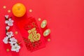 Chinese new year ornament on red background Royalty Free Stock Photo