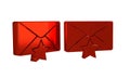 Red Envelope with star icon isolated on transparent background. Important email, add to favourite icon. Starred message