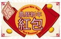 Red Envelopes and Coins for Fortune in Chinese New Year, Vector Illustration Royalty Free Stock Photo