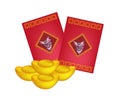 Red Envelopes and Gold Ingots for Chinese New Year Royalty Free Stock Photo