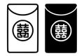 Icon for Chinese New Year, vector red envelope, outline and silhouette versions Royalty Free Stock Photo